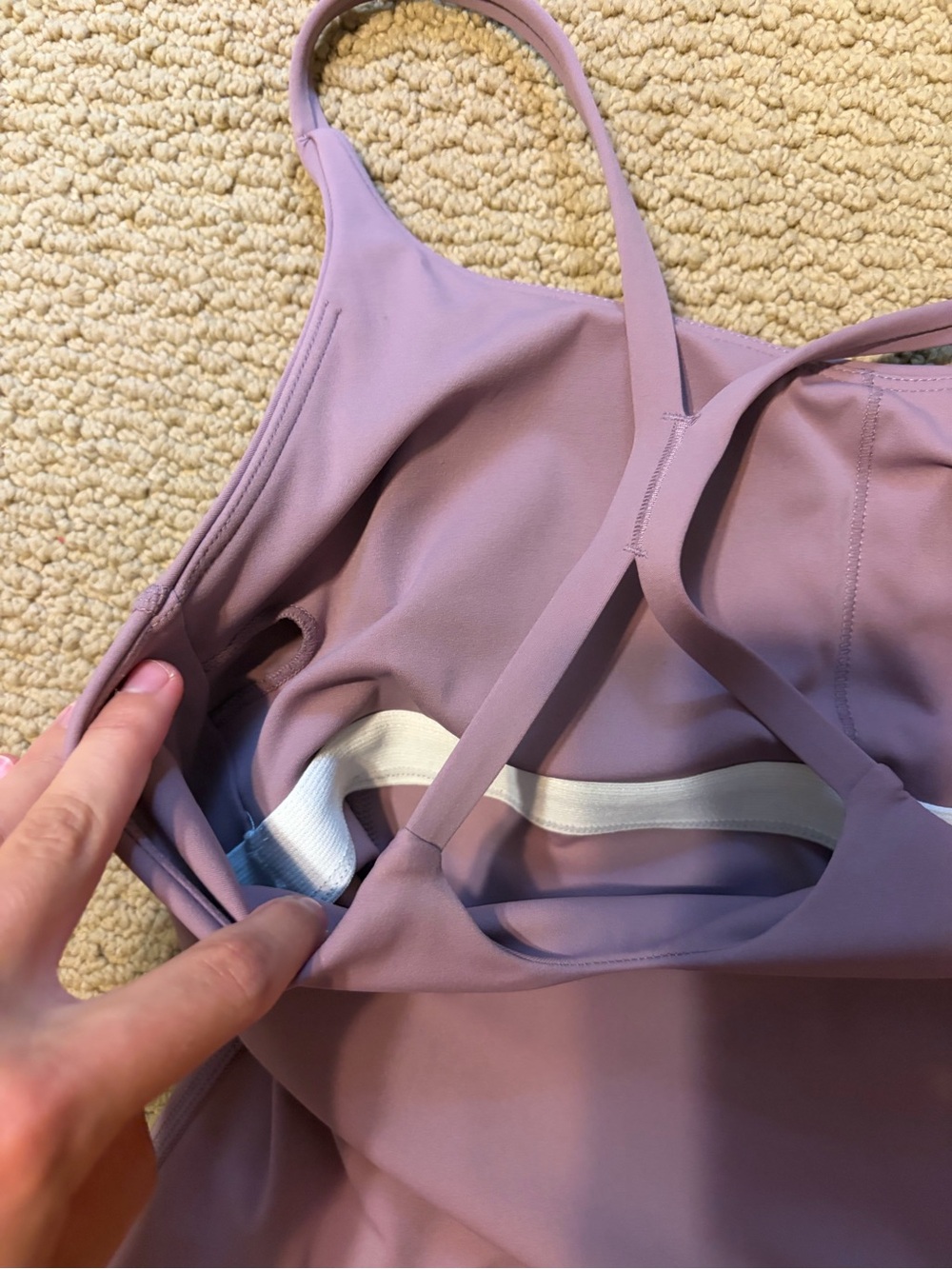 Women's Lavender Tank Mini Athletic Dress With Shorts, Built in Bra, and Pockets - Picture 4 of 5